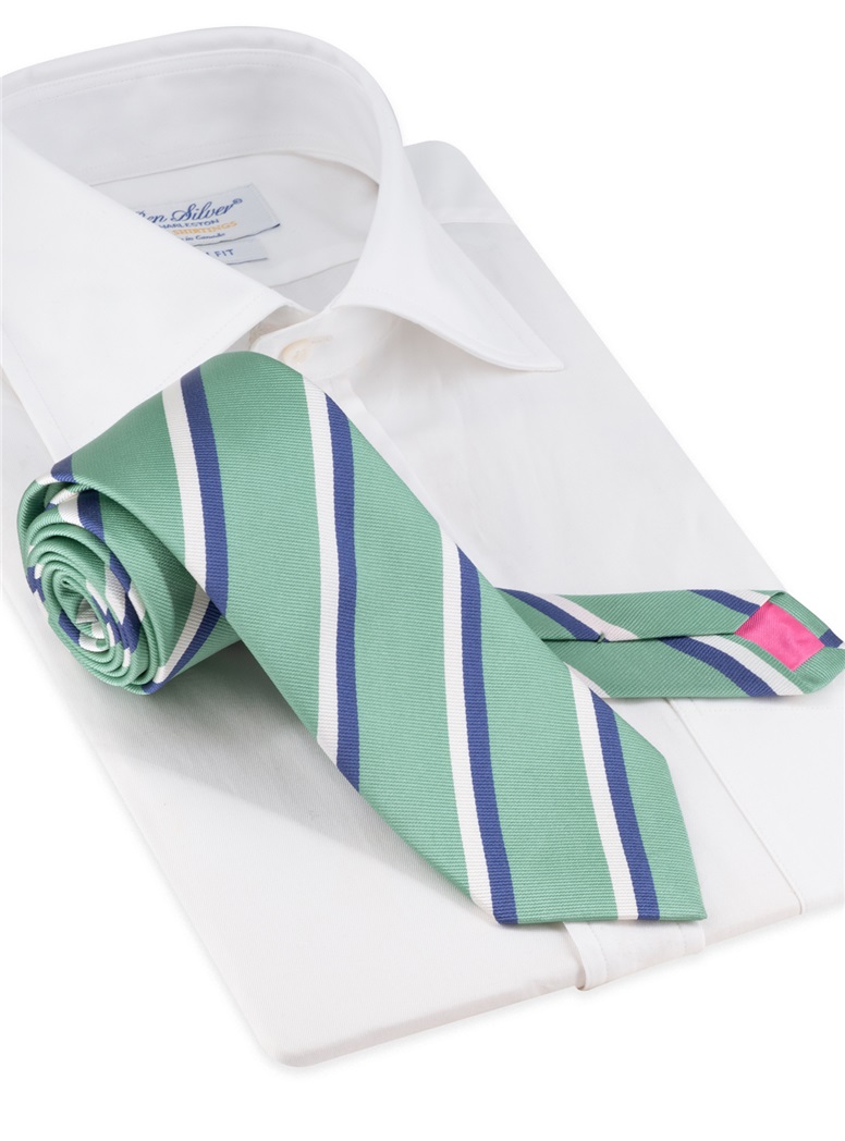Silk Double Striped Tie in Sage