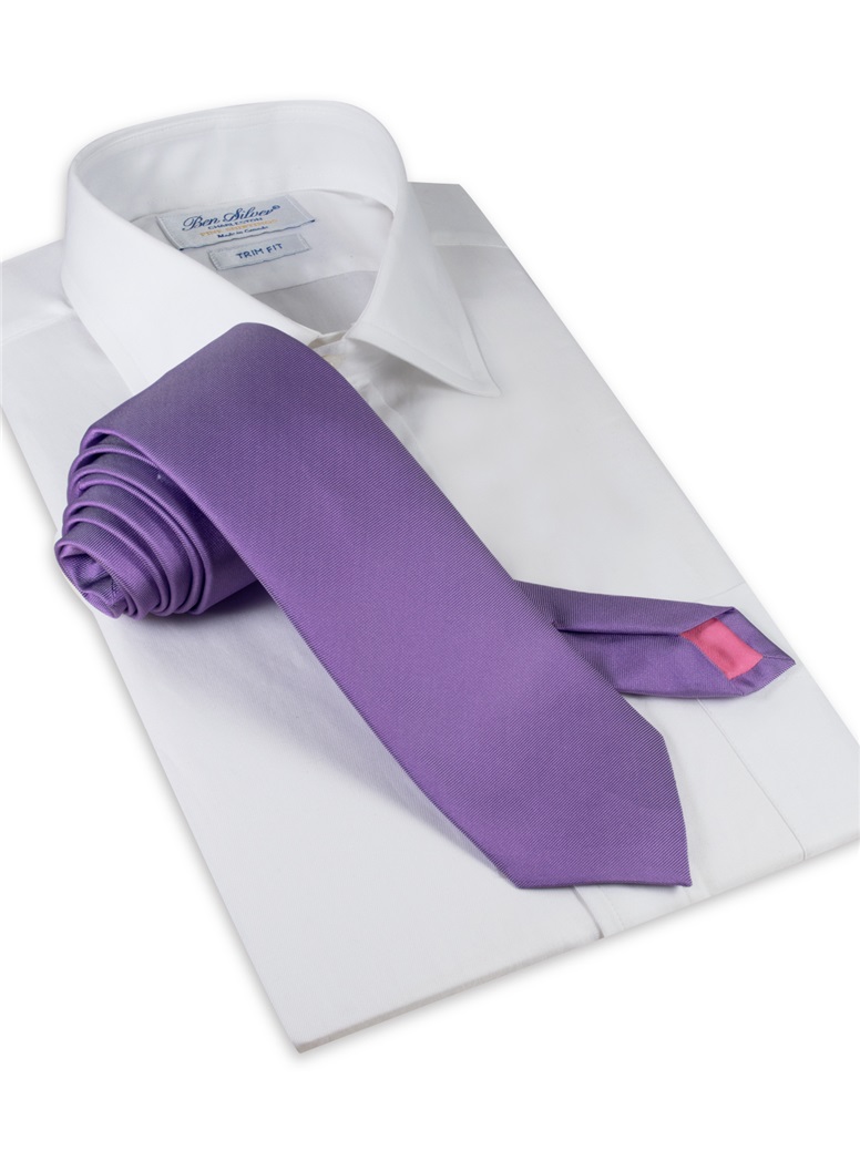 Silk Solid Signature Tie in Lavender