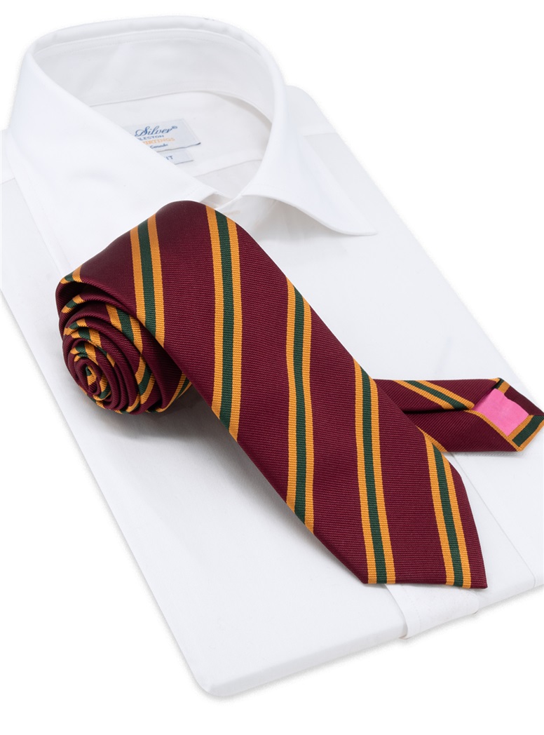 Silk Striped Tie in Claret