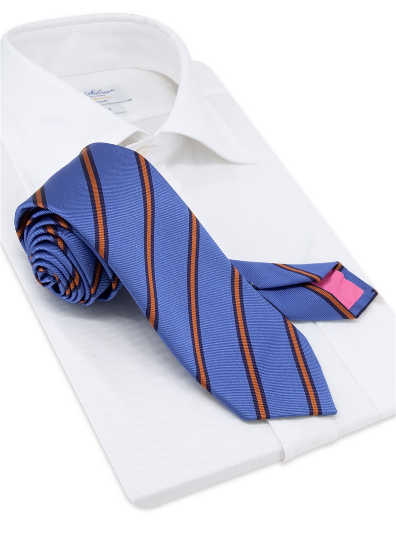 Silk Striped Tie in Cobalt
