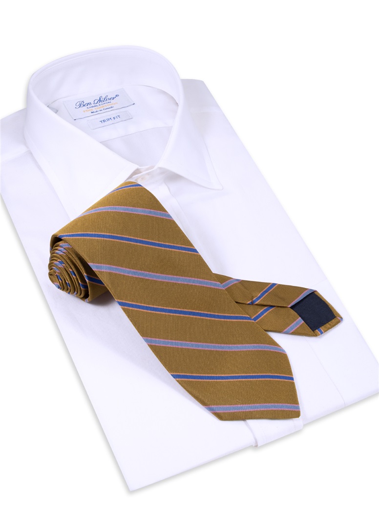 Silk Woven Multi-Stripe Tie in Cinnamon