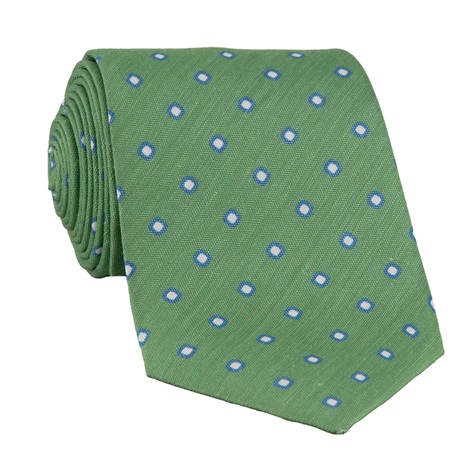Silk and Linen Dot Tie in Grass