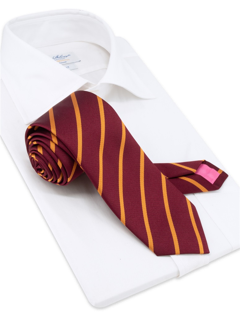 Silk Bar Striped Tie in Wine