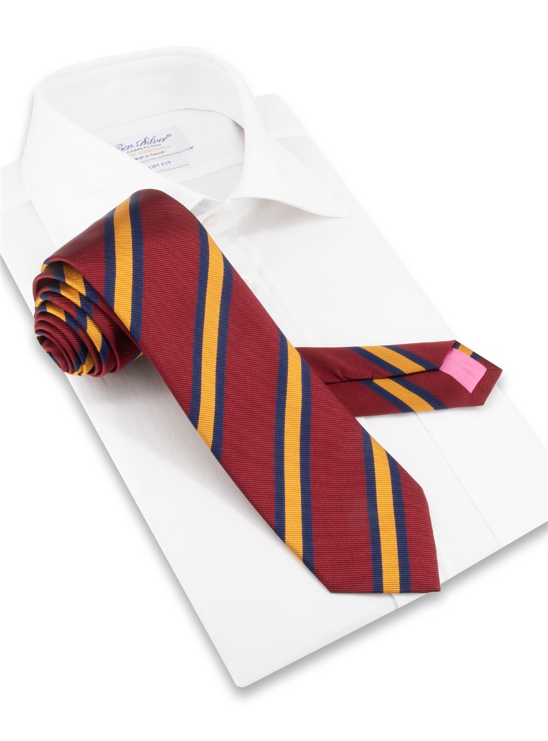 Silk Striped Tie in Wine