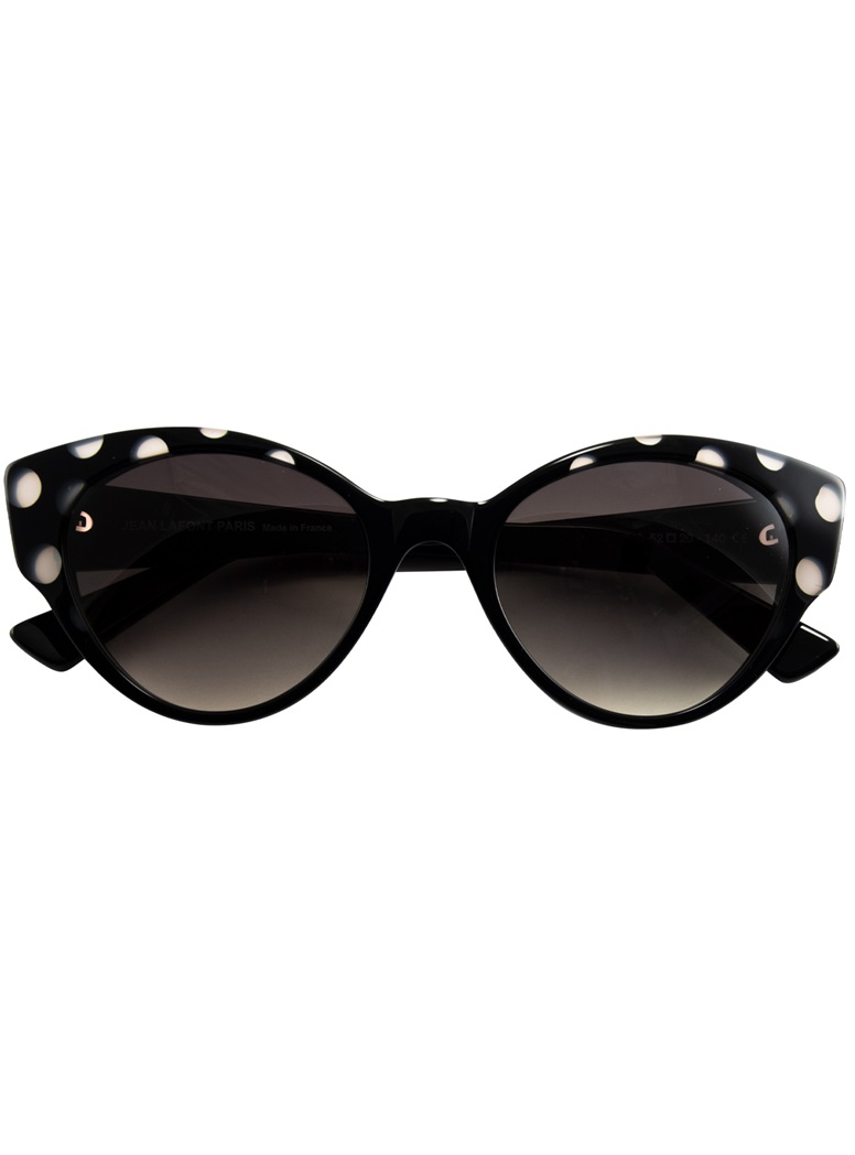 Cateye Sunglasses in Black with Grey Dots
