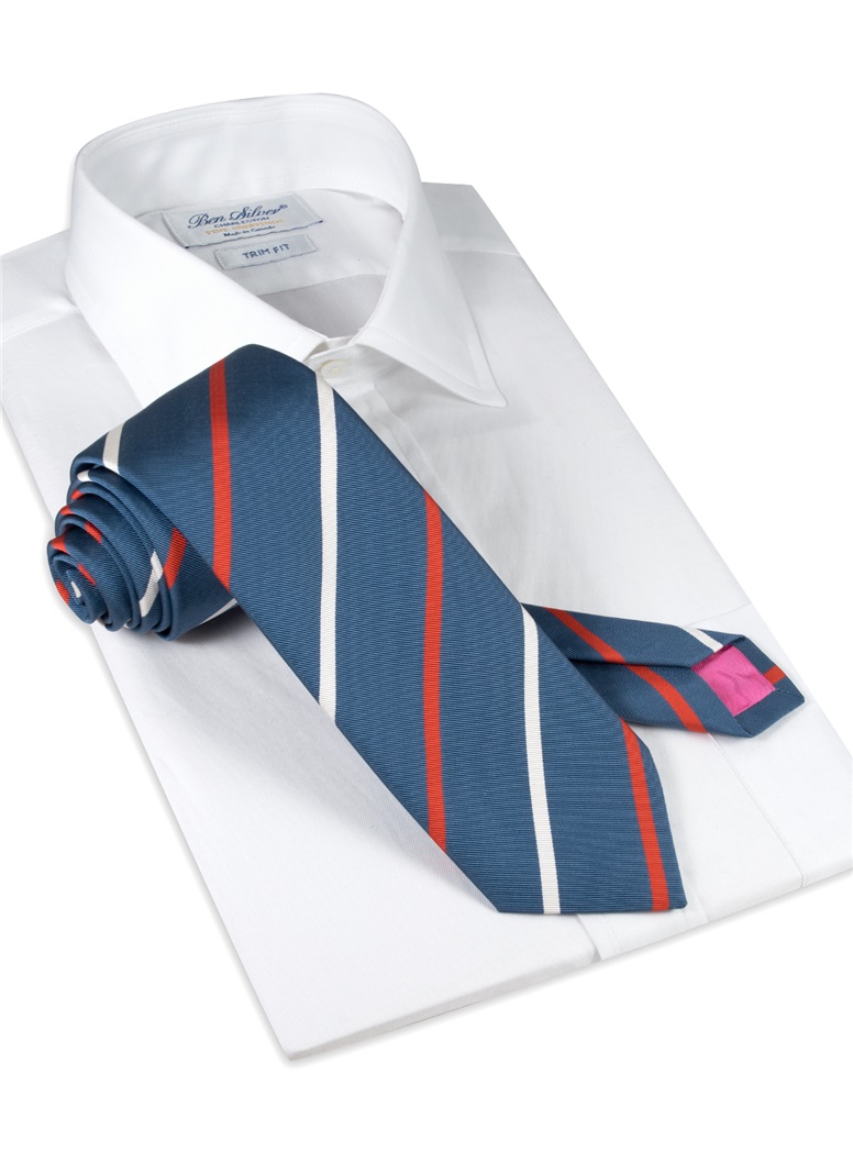 Mogador Double Striped Tie in Marine
