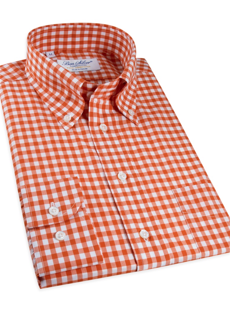 Orange Gingham Button Down