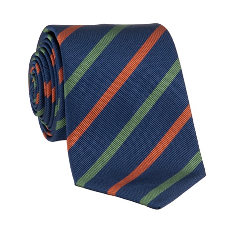 Silk Bar Stripe Tie in Navy