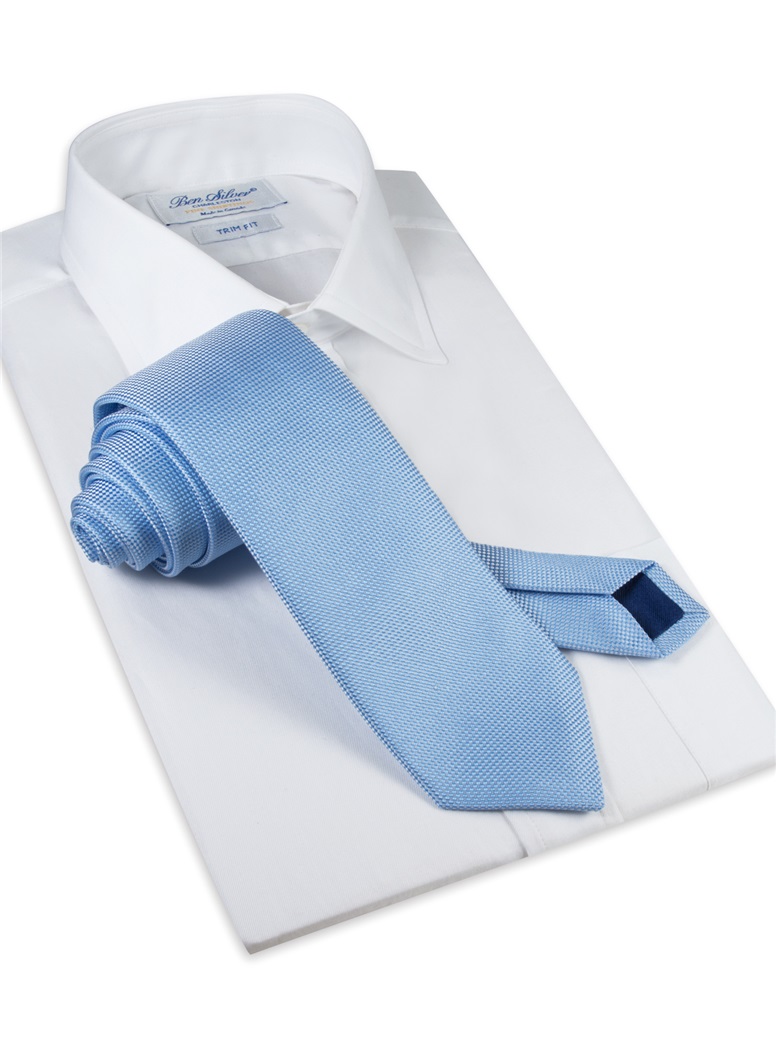 Silk Basketweave Tie in Sky