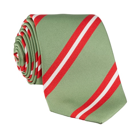 Silk Double Striped Tie in Sage