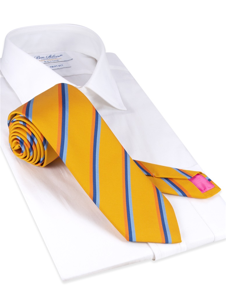 Silk Triple Striped Tie in Sun