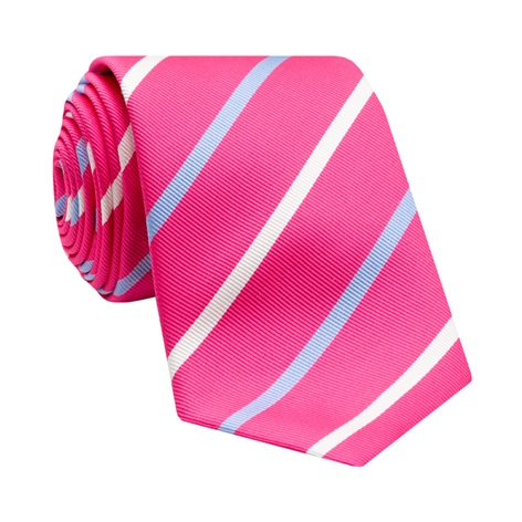 Silk Bar Striped Tie in Azalea