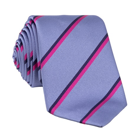 Silk Double Striped Tie in Sky