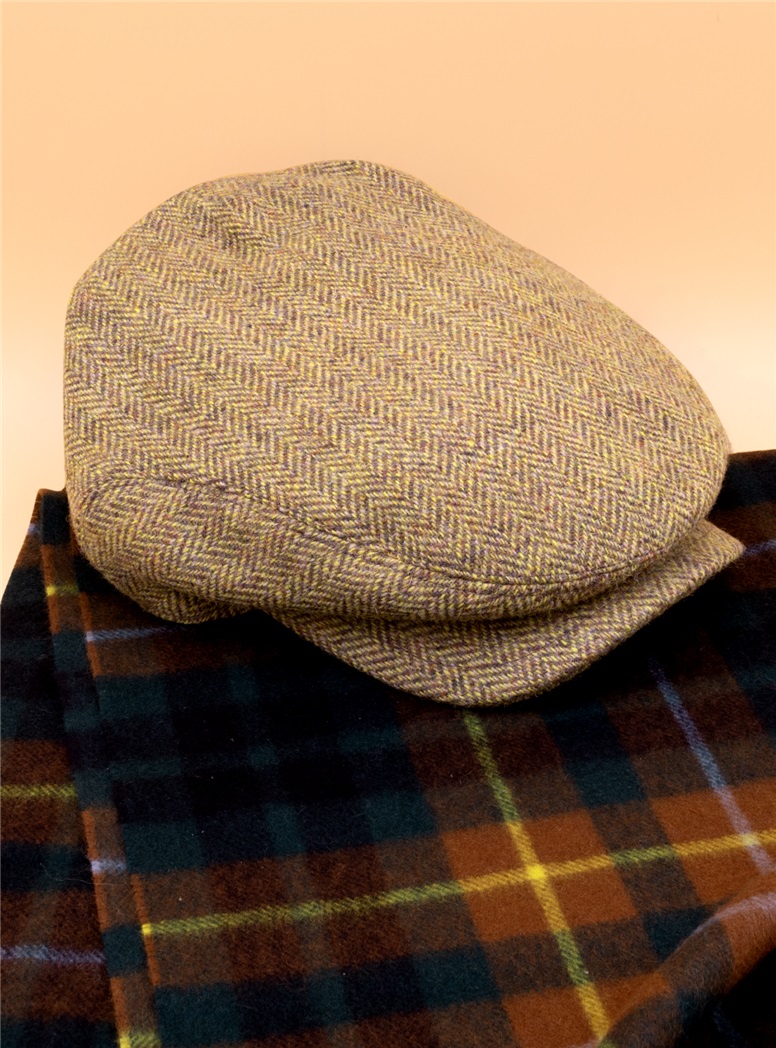 Wool Aberford Gold and Cinnamon Herringbone Cap