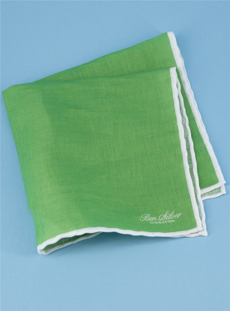 Linen Solid Pocket Square in Grass