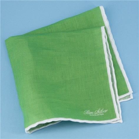 Linen Solid Pocket Square in Grass
