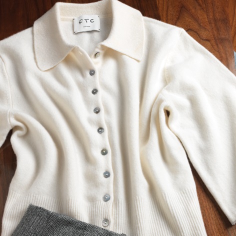 Polo Cashmere Cardigan in White