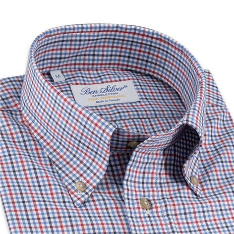 Red, Sky, and Navy Check Button Down