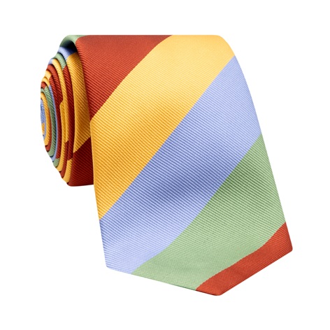 Silk Block Striped Tie in Bronze and Butter