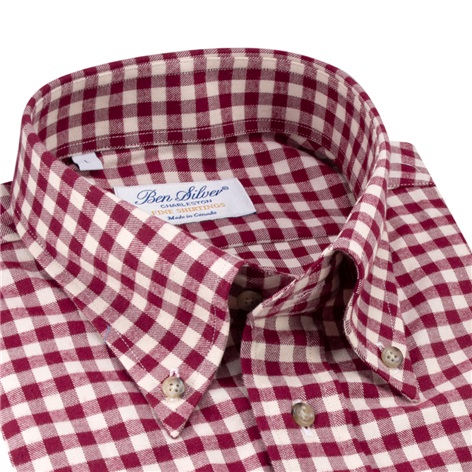 Wine and Cream Brushed Cotton Gingham Button Down