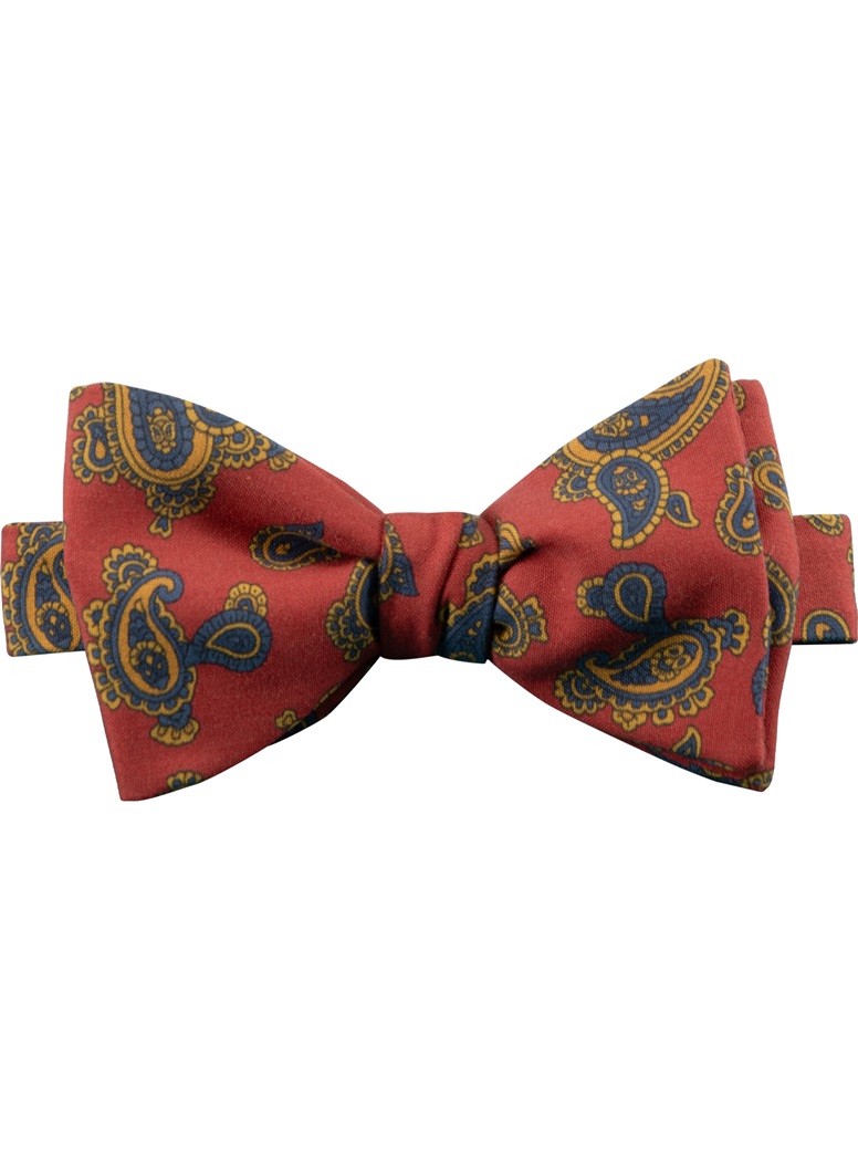Silk Paisley Bow Tie in Ruby