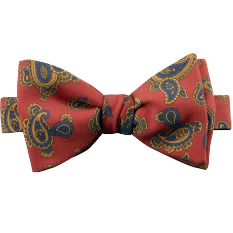 Silk Paisley Bow Tie in Ruby