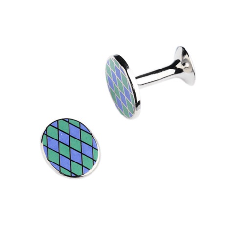 Lapis and Mint Diamond Design Oval Cufflinks