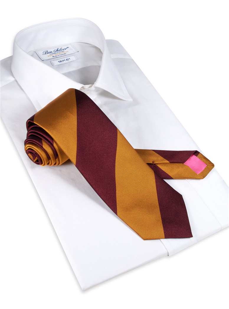 Silk Block Stripe Tie in Garnet