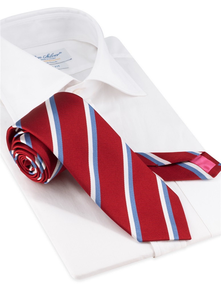 Silk Double Striped Tie in Fire