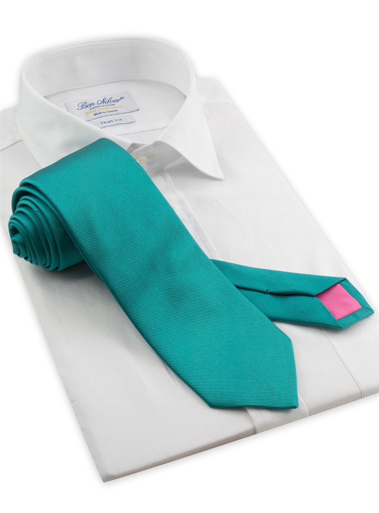 Silk Signature Solid Tie in Aqua