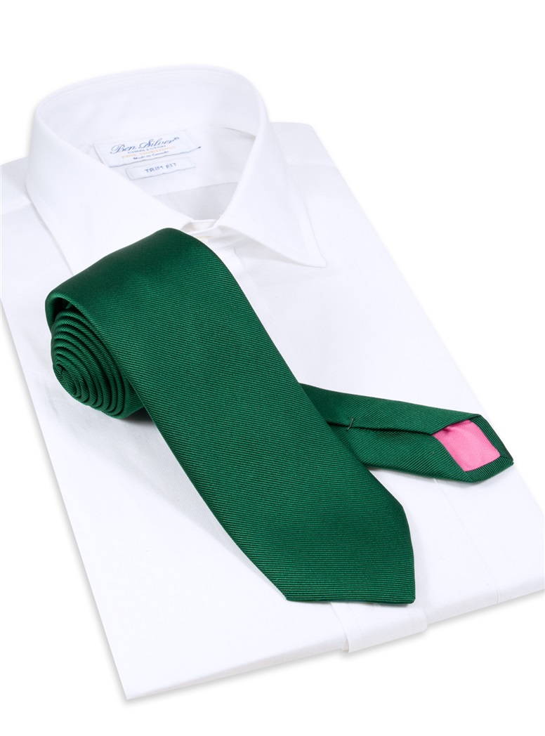 Silk Signature Solid Tie in Forest