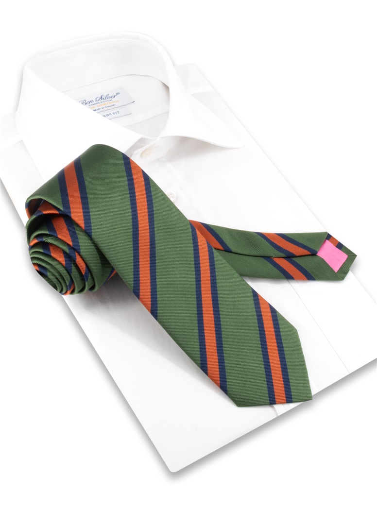 Silk Striped Tie in Clover