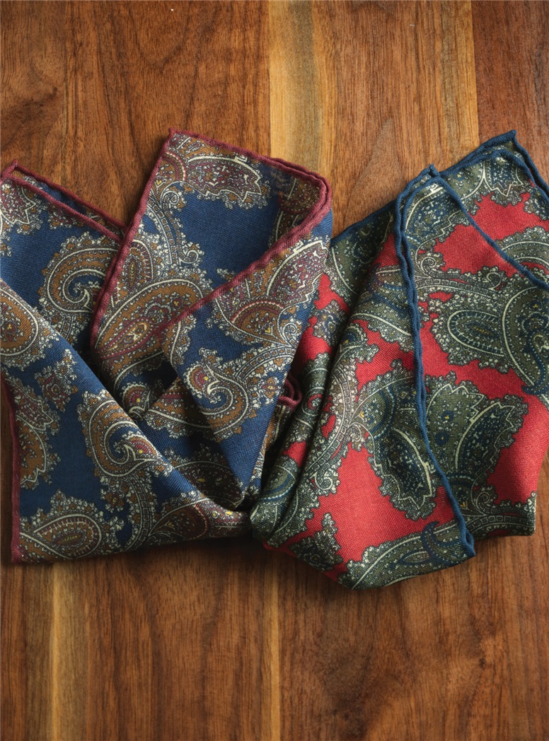 Wool and Silk Paisley Pocket Squares