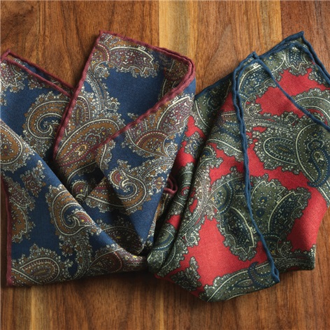 Wool and Silk Paisley Pocket Squares