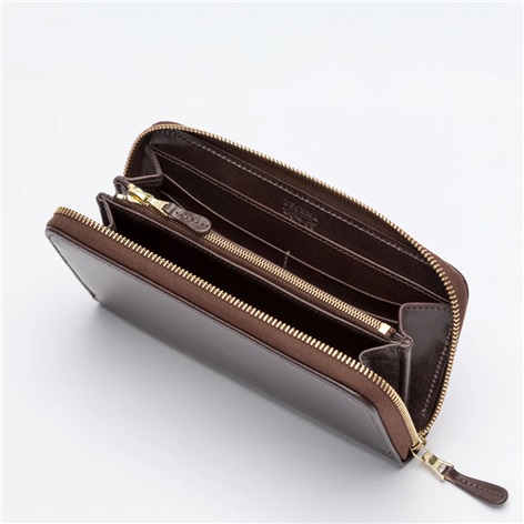 The Ascot Zip Round Wallet in Dark Brown