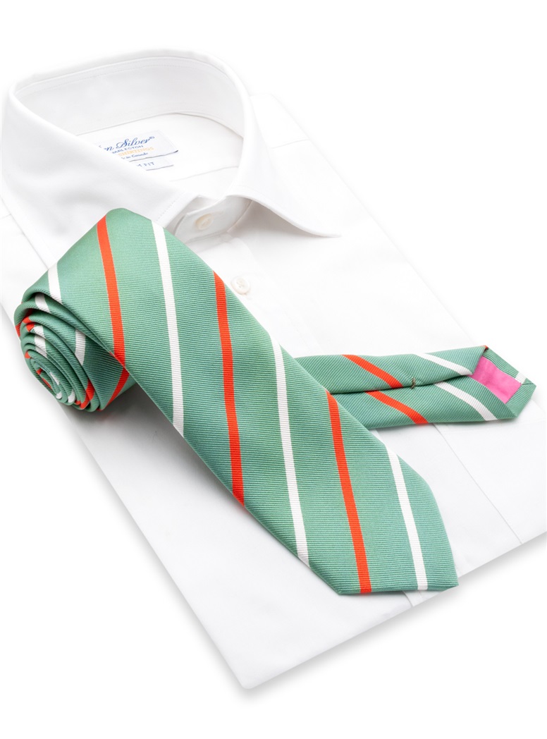 Silk Bar Striped Tie in Mint