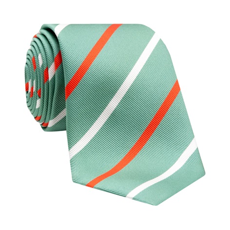 Silk Bar Striped Tie in Mint