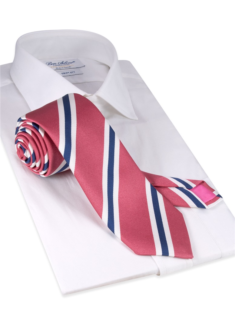 Silk Striped Tie in Azalea