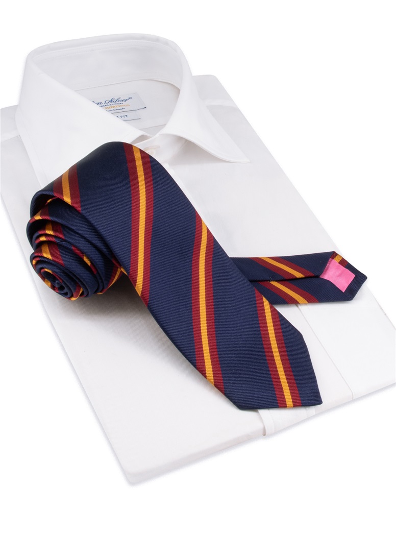 Silk Striped Tie in Navy