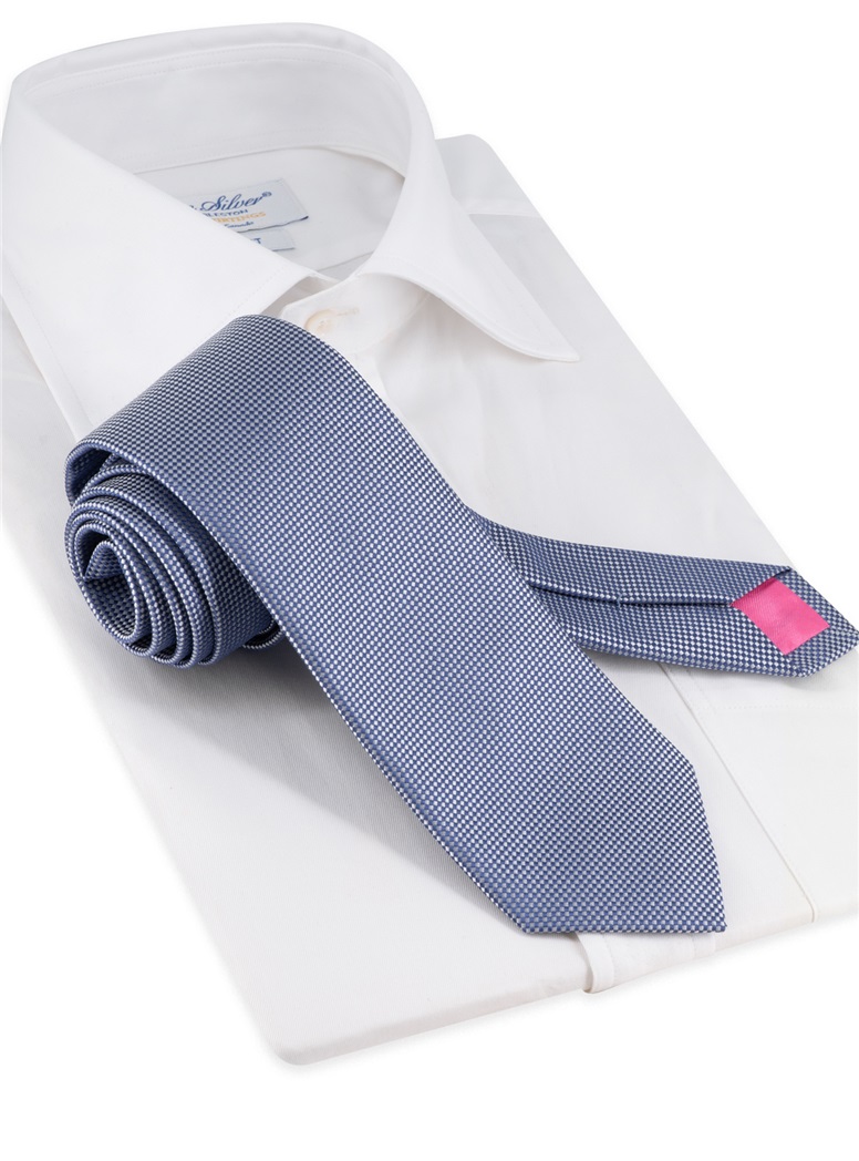 Silk Basketweave Tie in Indigo