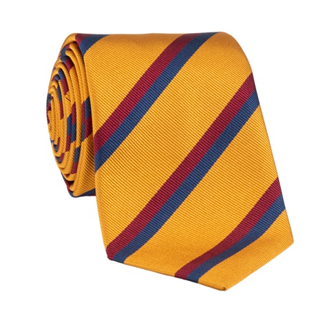 Silk Double Stripe Tie in Amber