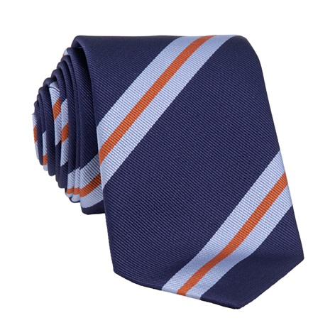 Silk Striped Tie in Navy