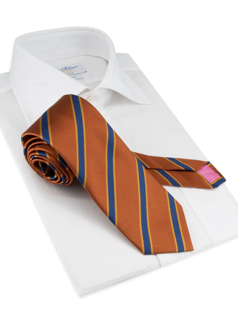 Silk Striped Tie in Copper