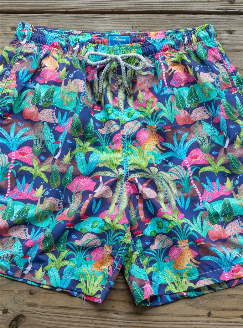 Jungle Print Trunks in Midnight