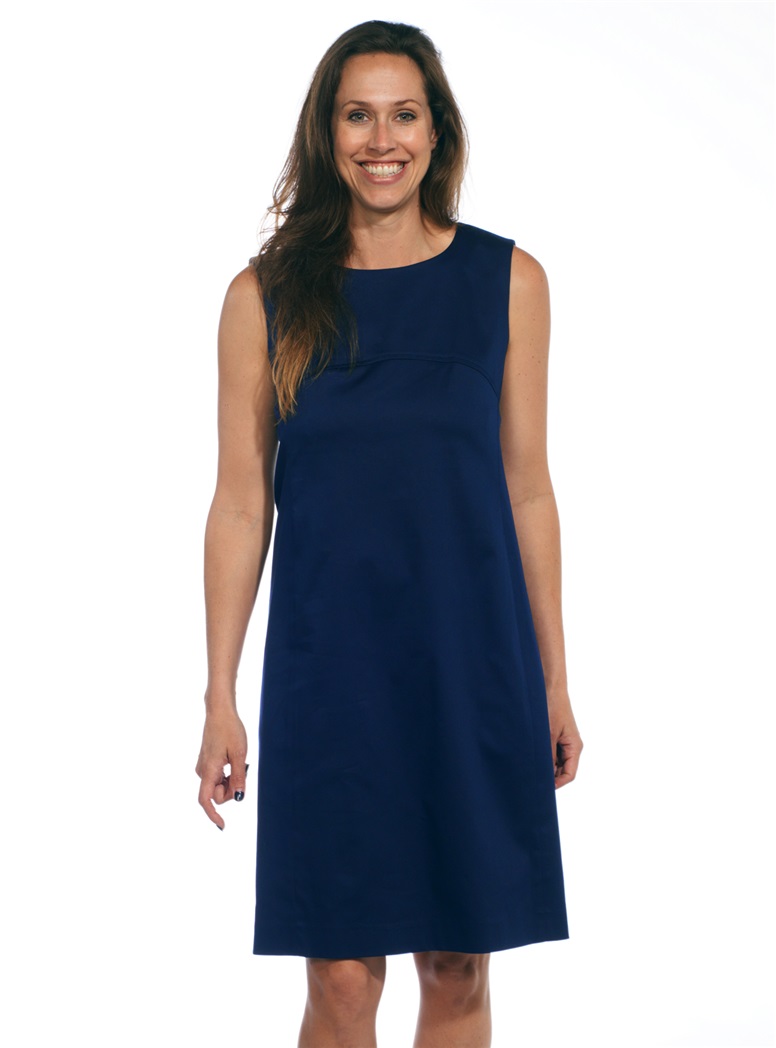 Ladies Poplin Shift Dress in Navy The Ben Silver Collection