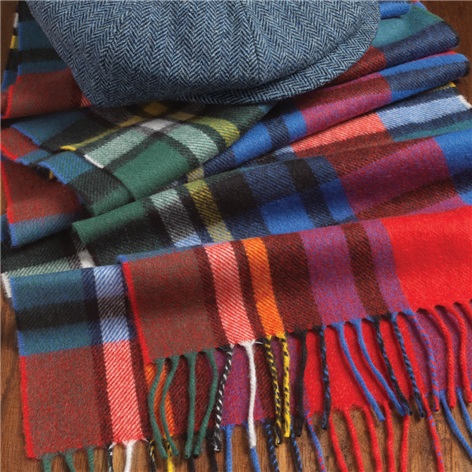 Ruby, Cobalt, and Green Cashmere Scarf