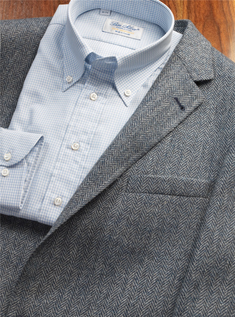 Storm Blue and Grey Herringbone Jacket