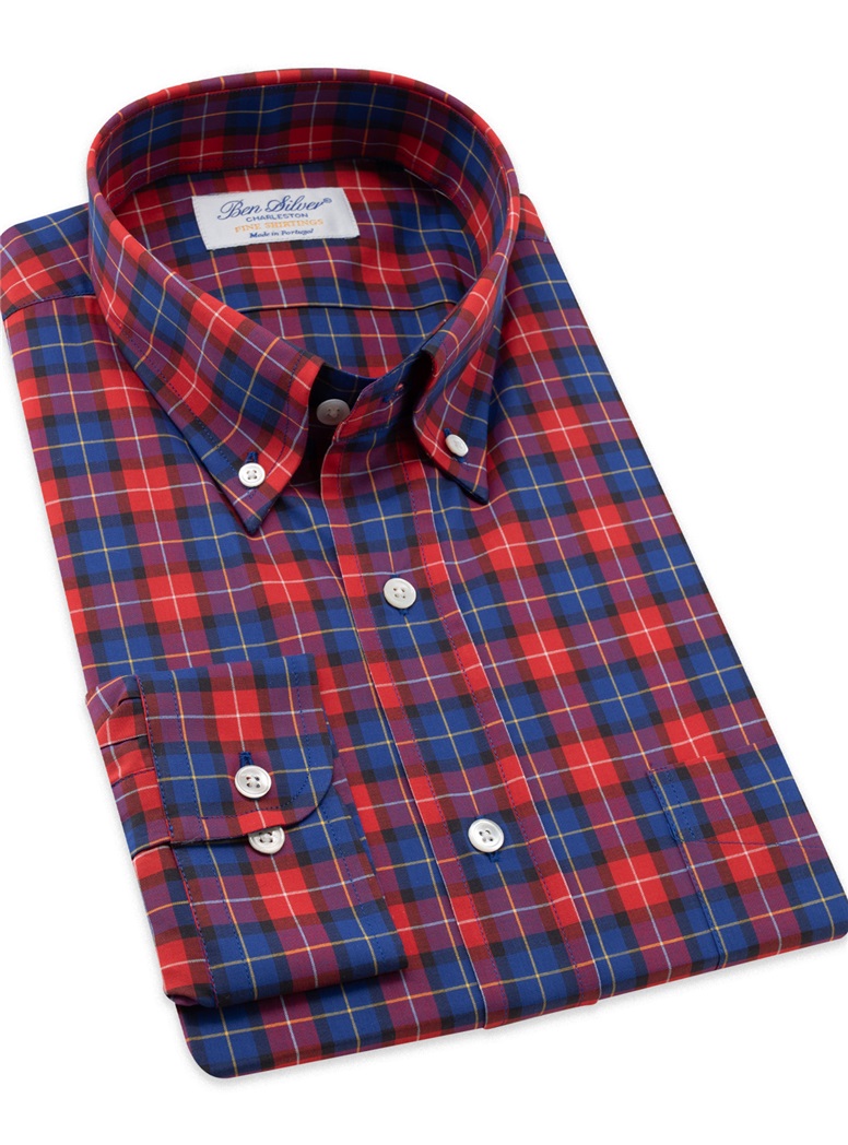 Red and Blue Large Check Button Down