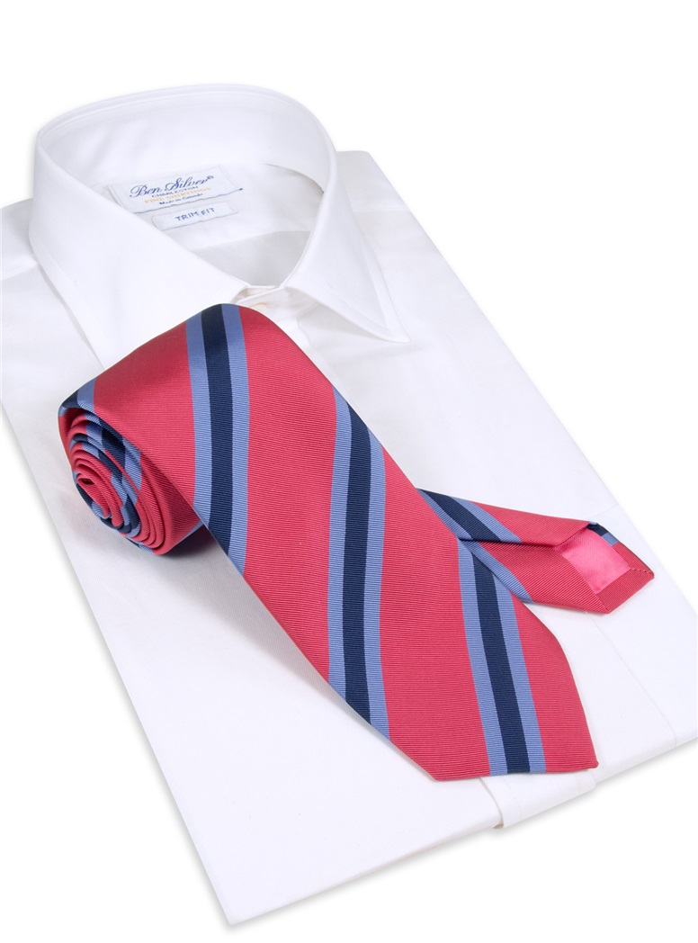 Silk Stripe Tie in Azalea