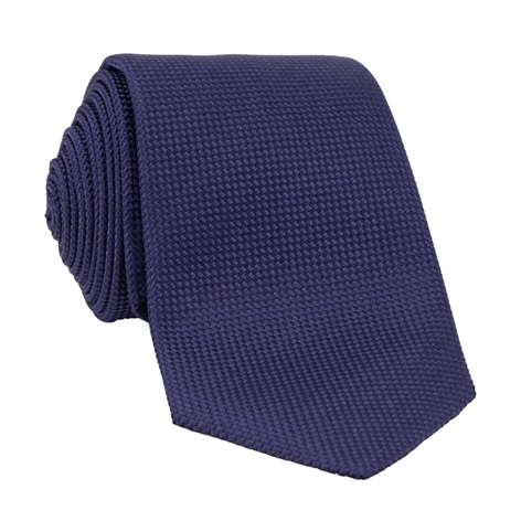 Silk Basketweave Tie in Deep Navy
